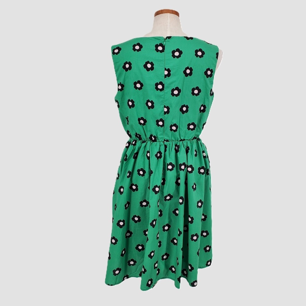 Tulip B Women XLarge Green Floral Sleeveless Fit and Flare Dress Pockets MDJD630 - Picture 10 of 10
